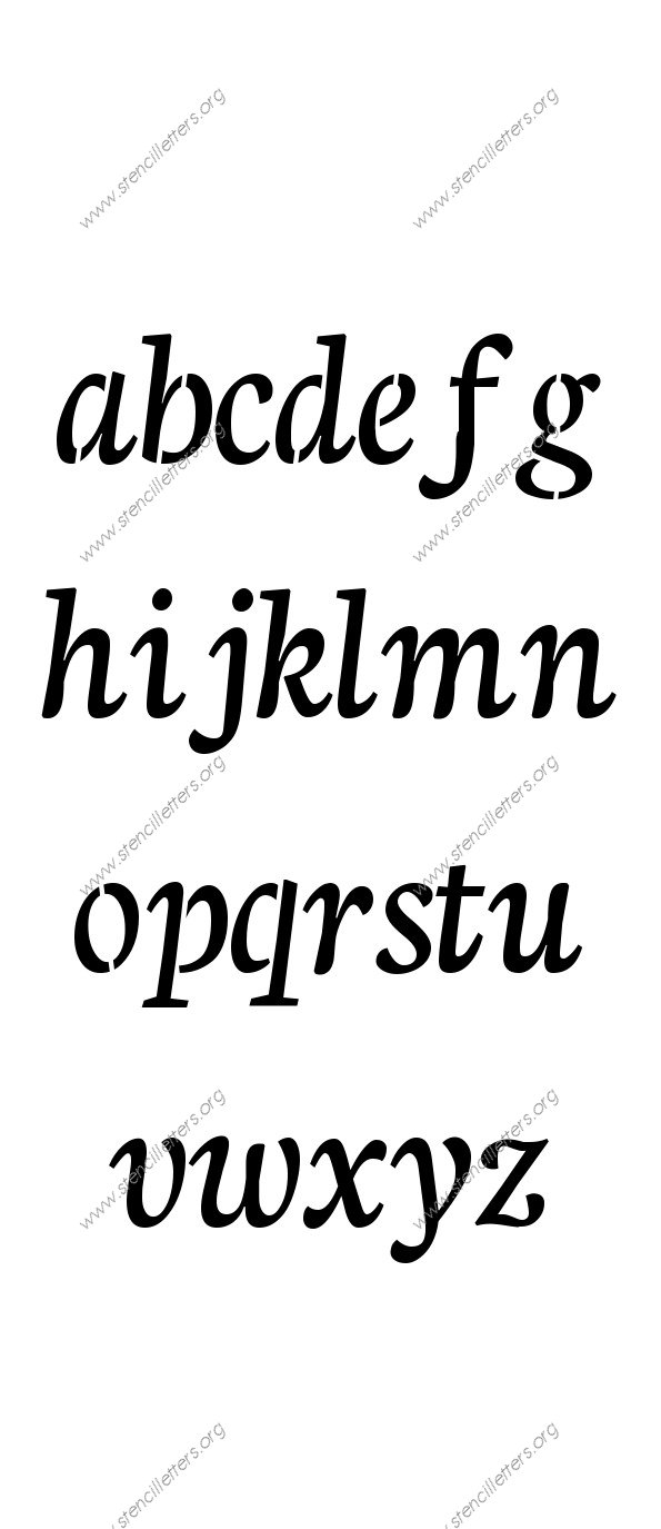 Humanist Cursive A to Z lowercase letter stencils