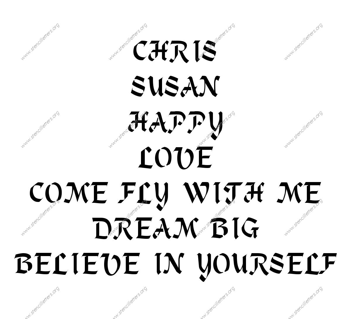 Gothic Calligraphy Names, Words, Phrases samples