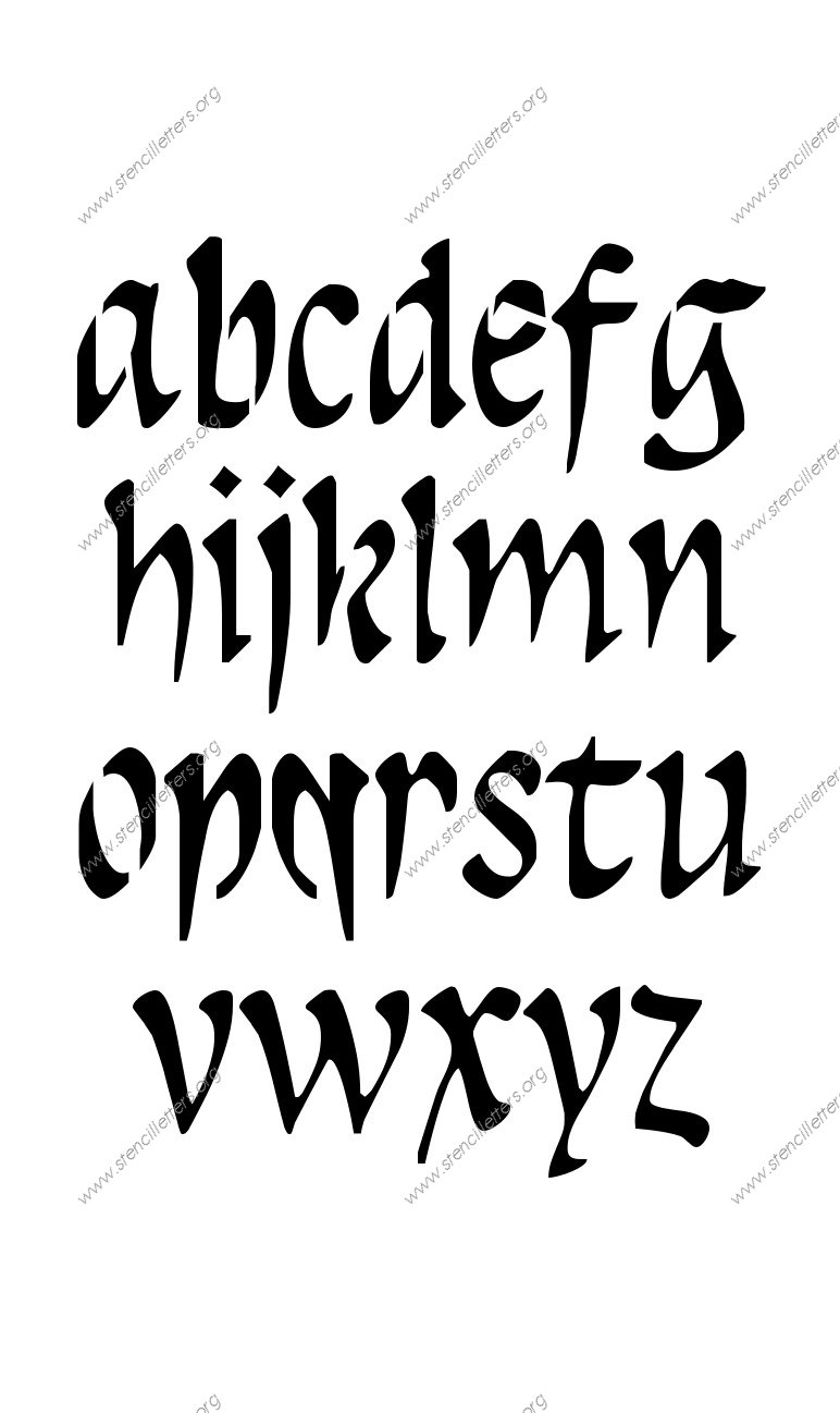 Ancient Roman Calligraphy A to Z lowercase letter stencils