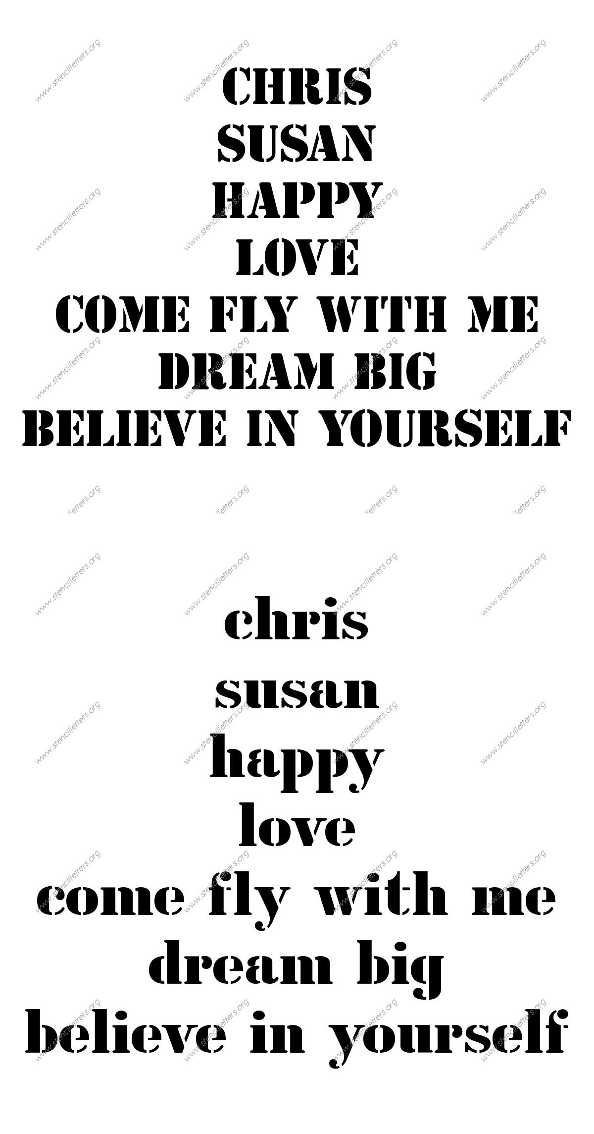 Decorative Army Names, Words, Phrases samples