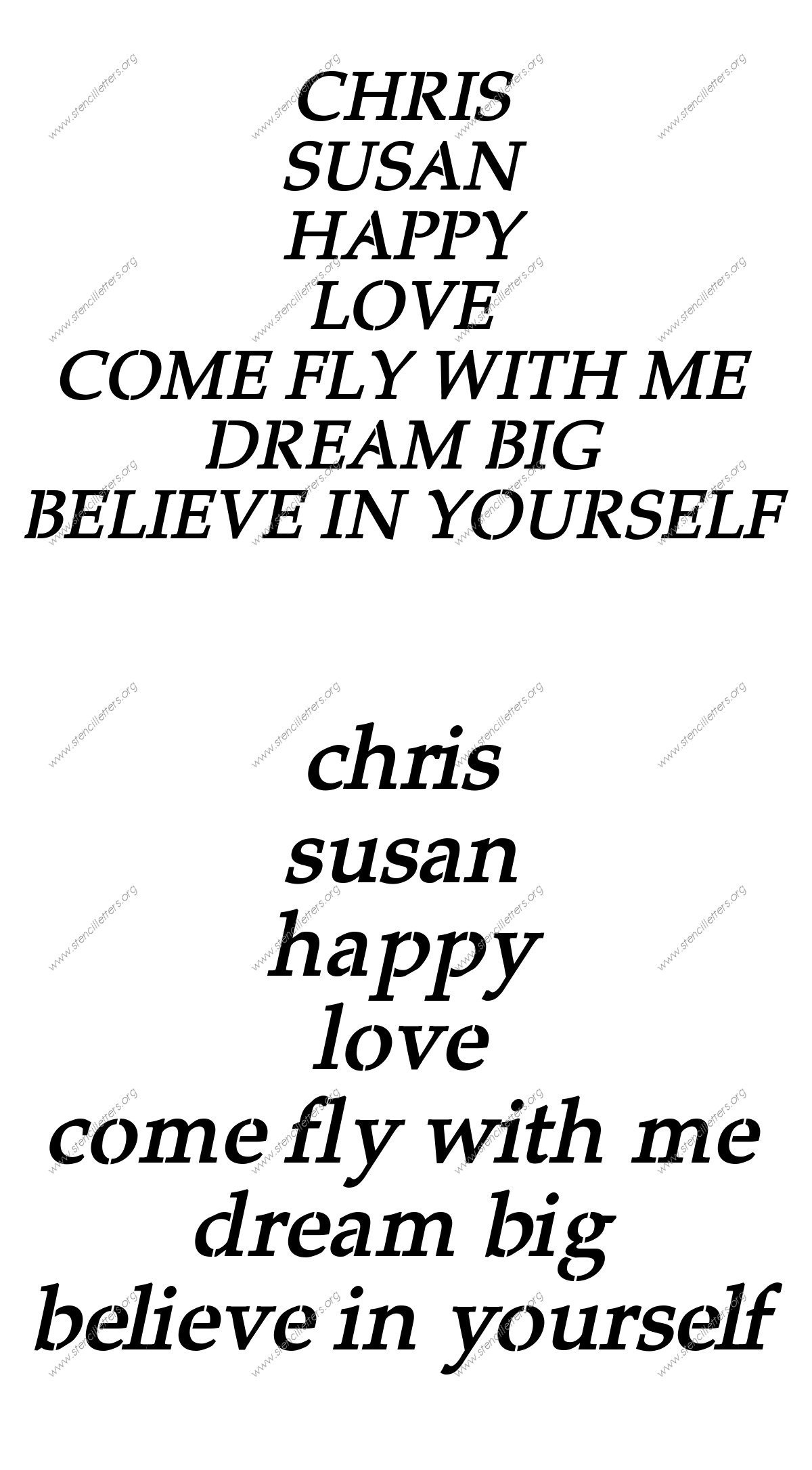 1990s Headline Italic Names, Words, Phrases samples