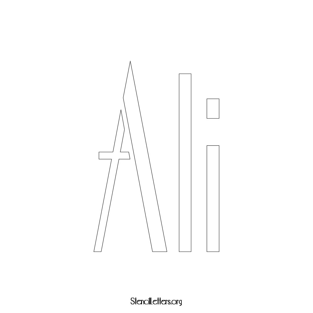 Ali name stencil in Art Deco Lettering
