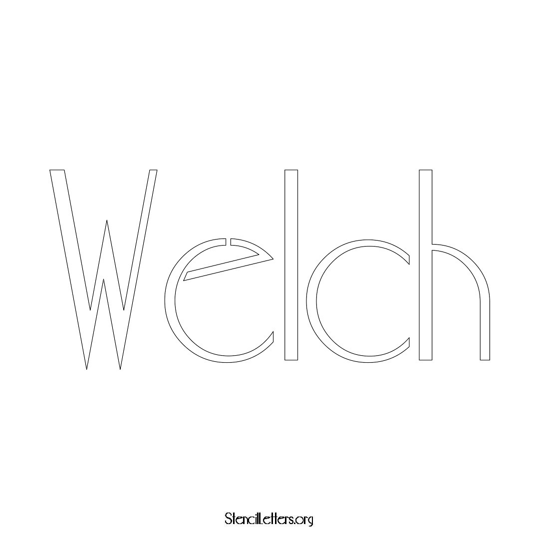 Welch name stencil in Art Deco Lettering
