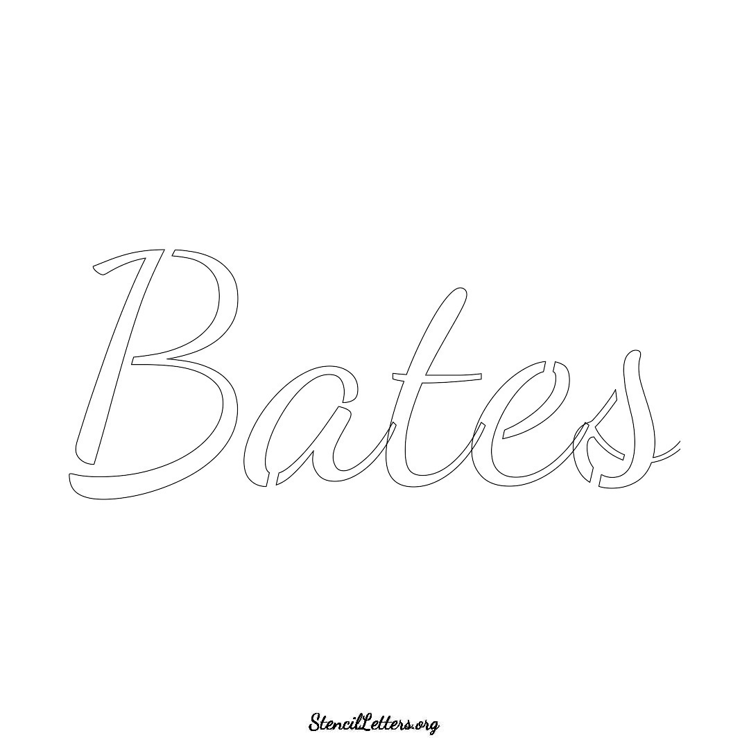 Bates name stencil in Cursive Script Lettering