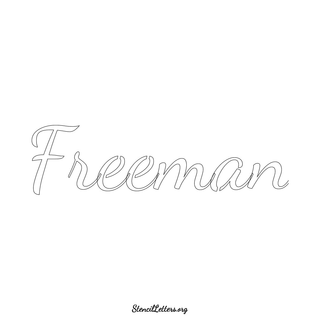 Freeman name stencil in Cursive Script Lettering