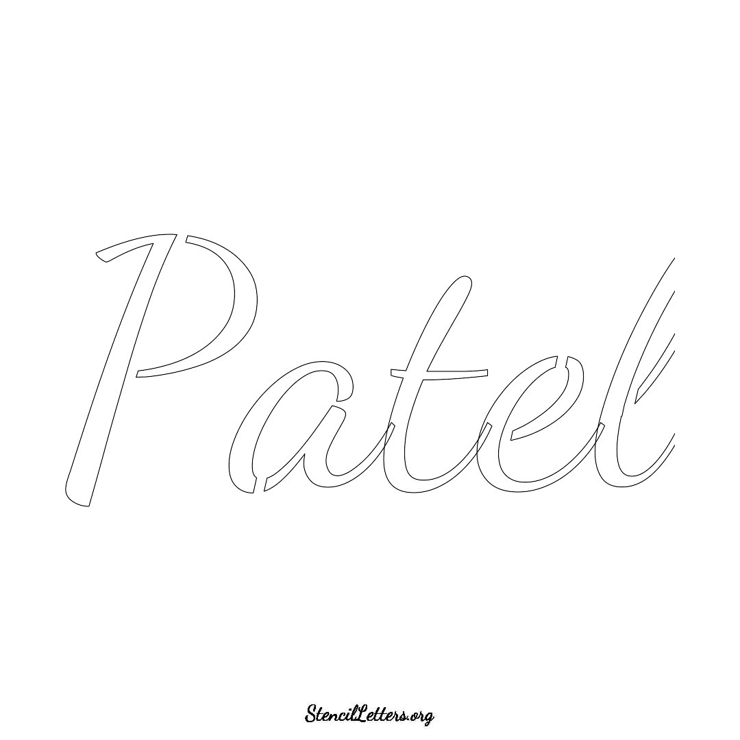 Patel name stencil in Cursive Script Lettering
