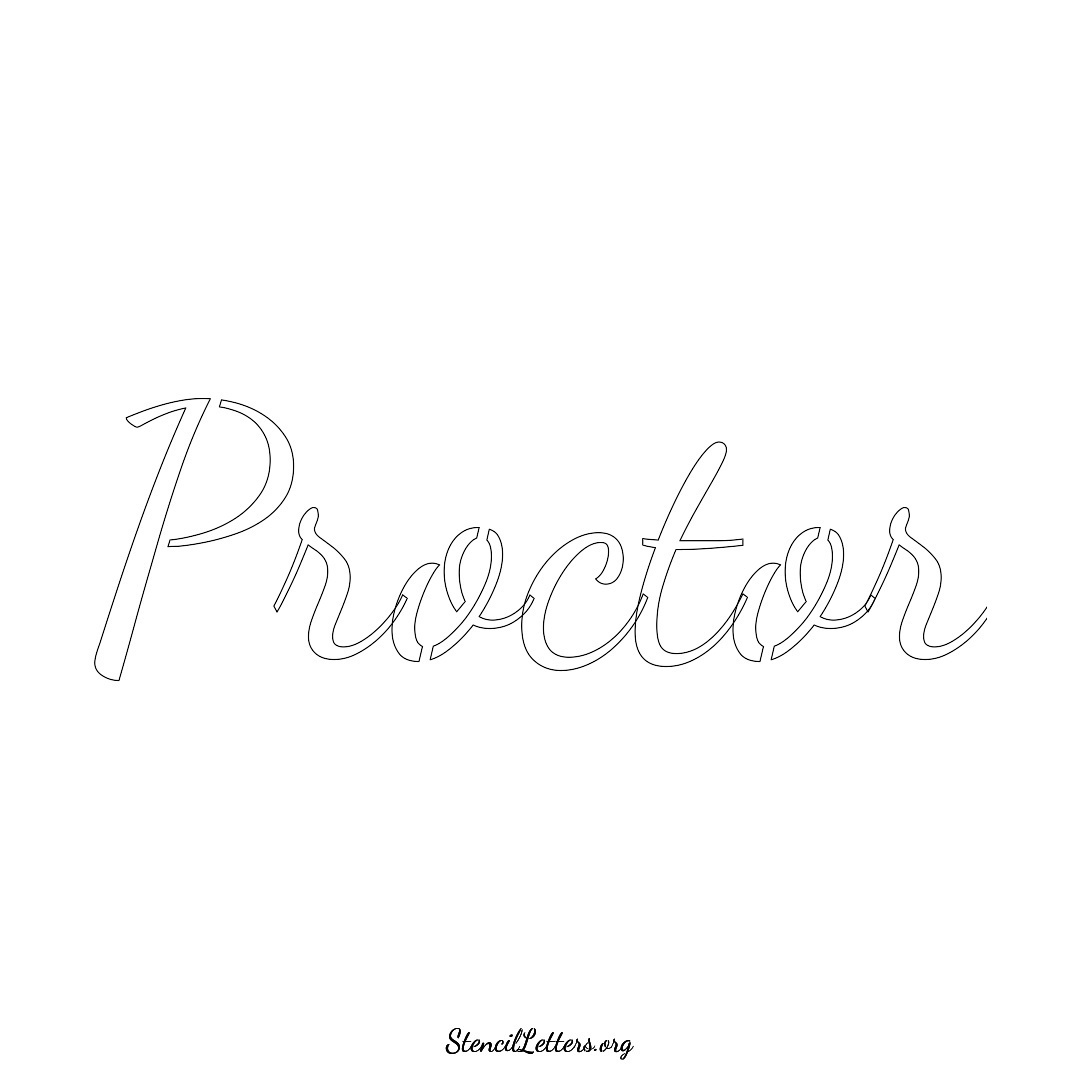 Proctor name stencil in Cursive Script Lettering