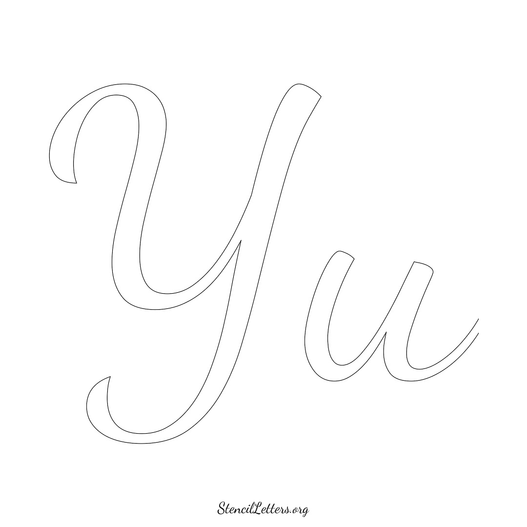Yu name stencil in Cursive Script Lettering