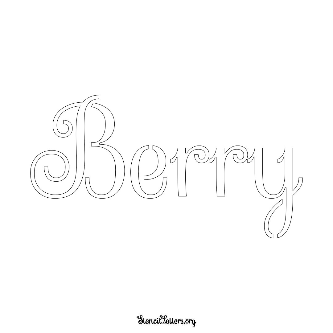 Berry name stencil in Ornamental Cursive Lettering