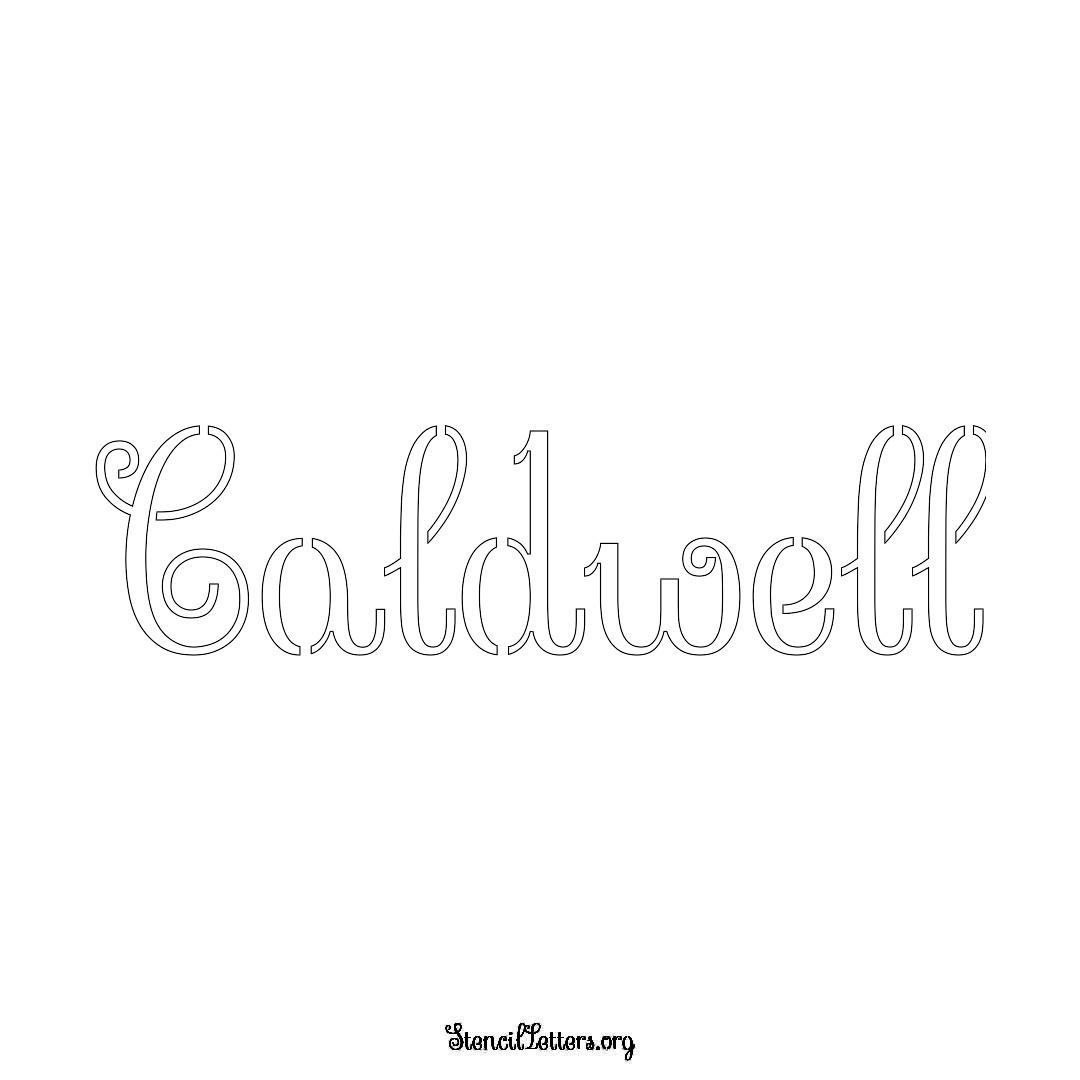 Caldwell name stencil in Ornamental Cursive Lettering