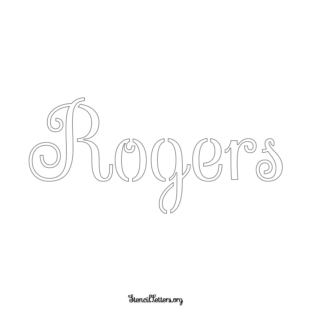 Rogers name stencil in Ornamental Cursive Lettering