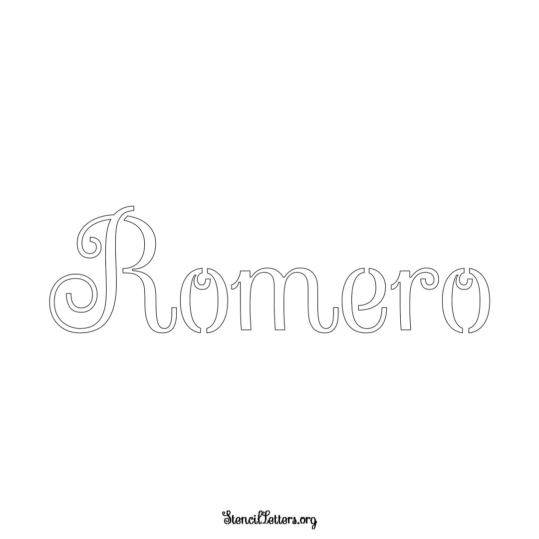 Romero name stencil in Ornamental Cursive Lettering