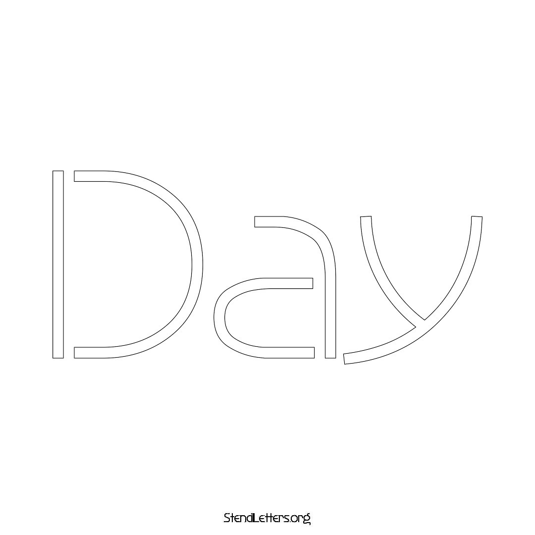 Day name stencil in Simple Elegant Lettering