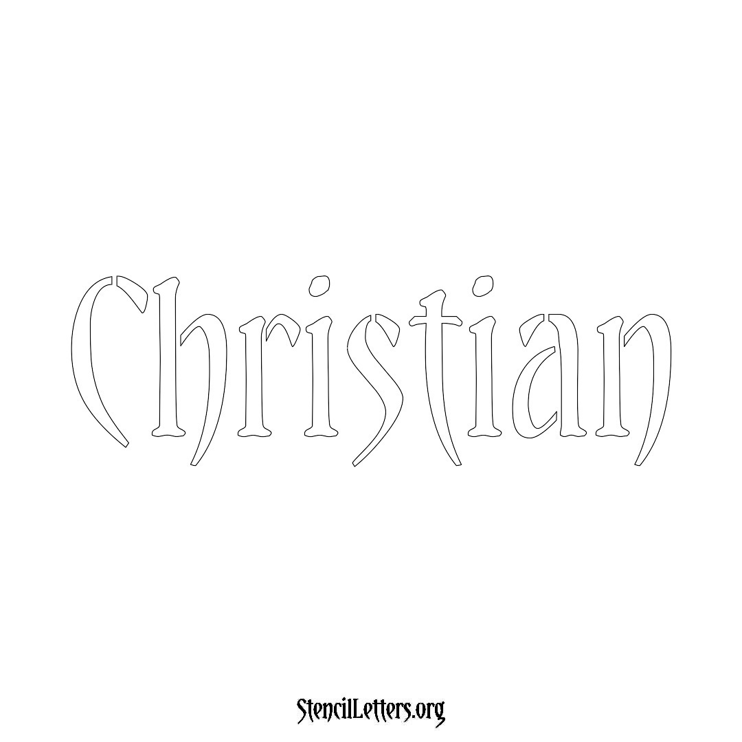 Christian name stencil in Vintage Brush Lettering