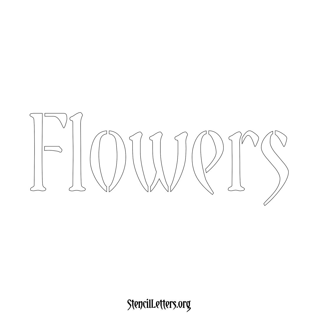 Flowers name stencil in Vintage Brush Lettering