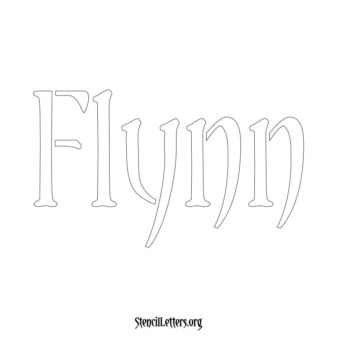 Flynn name stencil in Vintage Brush Lettering