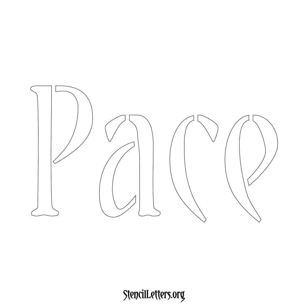 Pace name stencil in Vintage Brush Lettering