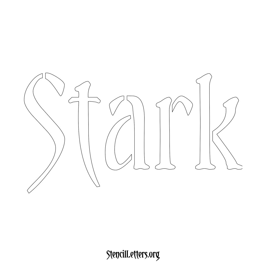 Stark name stencil in Vintage Brush Lettering