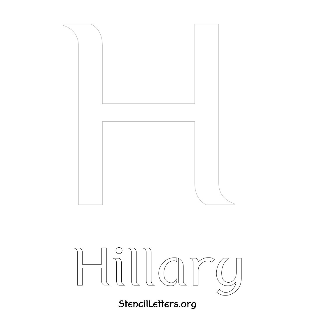 Hillary printable name initial stencil in Ancient Lettering