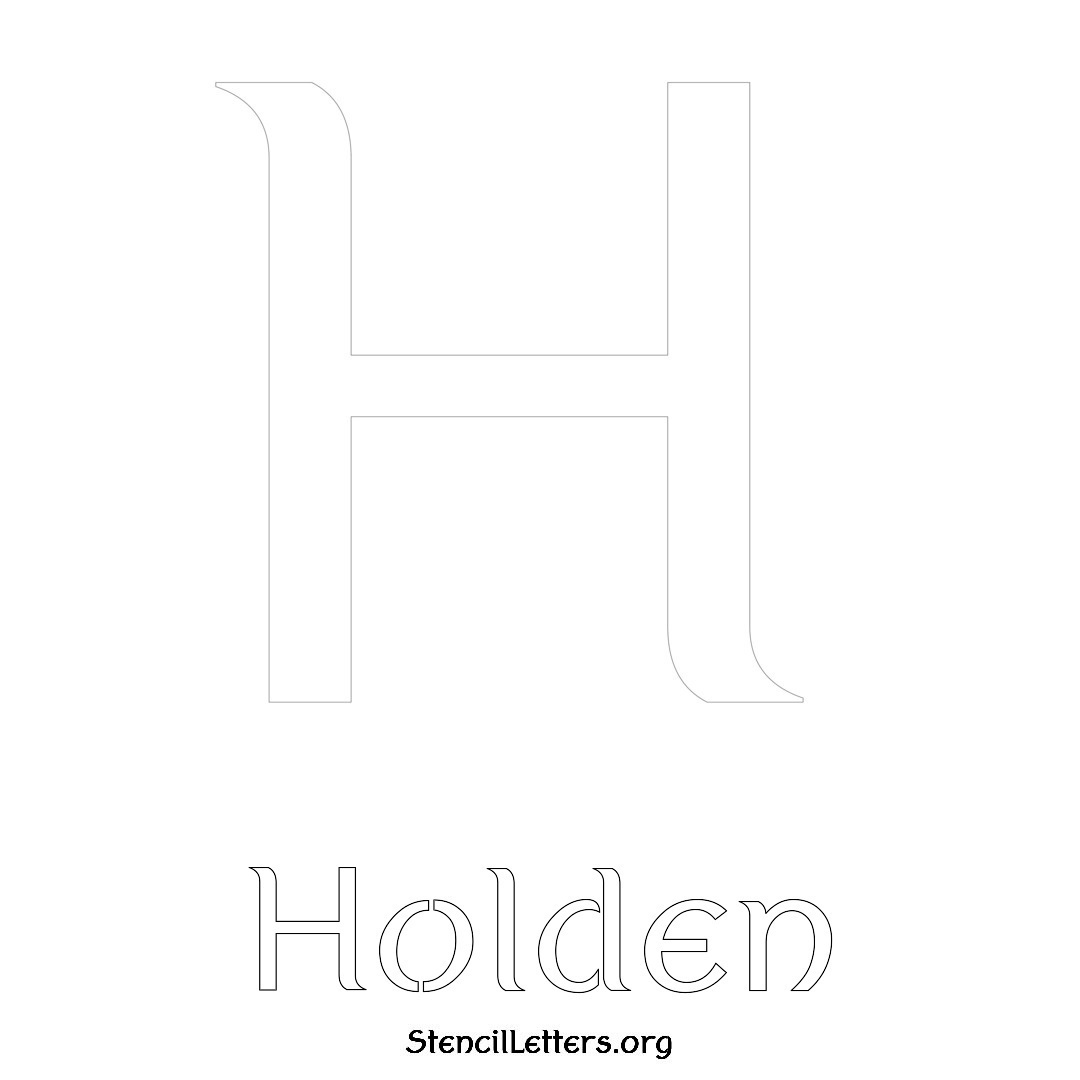 Holden printable name initial stencil in Ancient Lettering