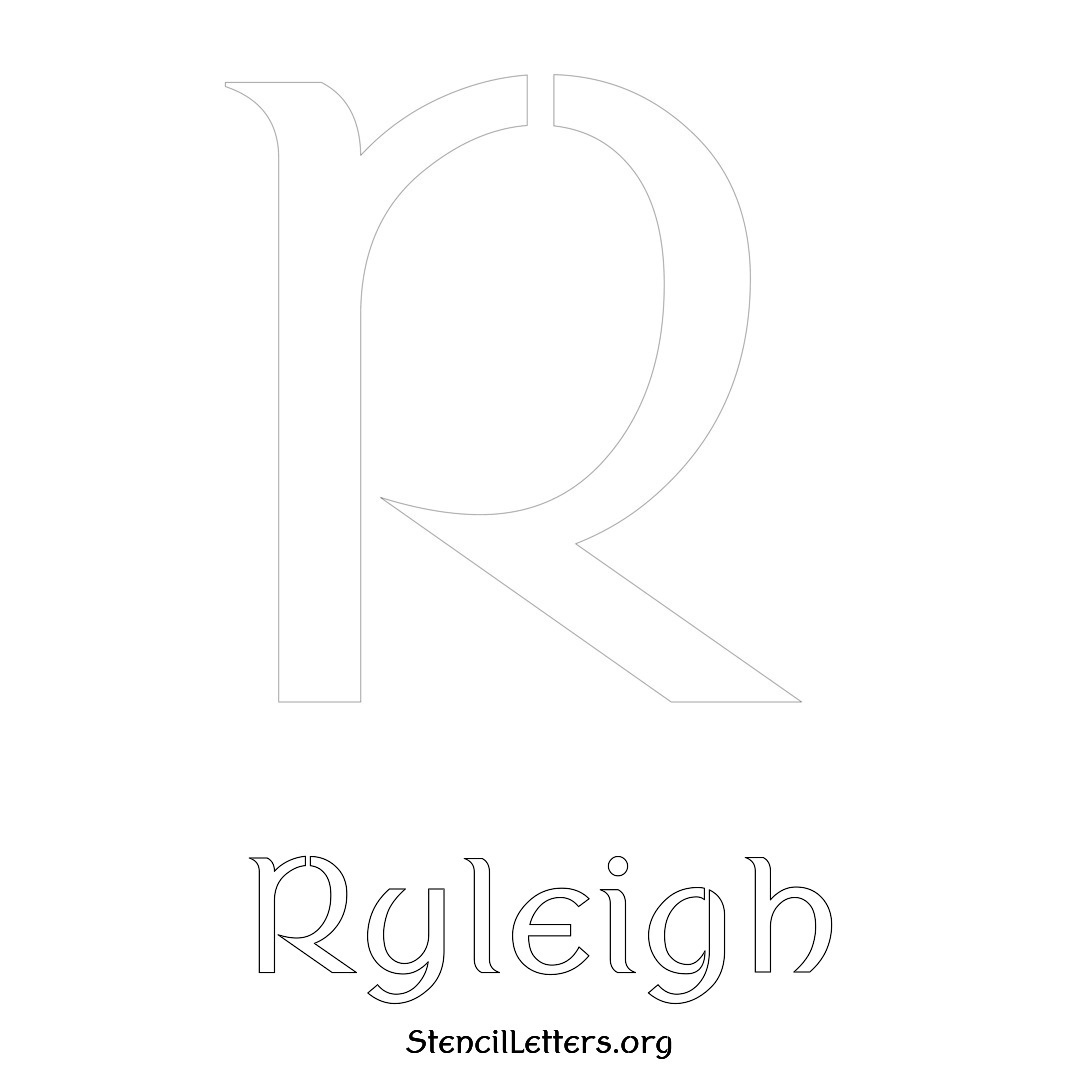 Ryleigh printable name initial stencil in Ancient Lettering