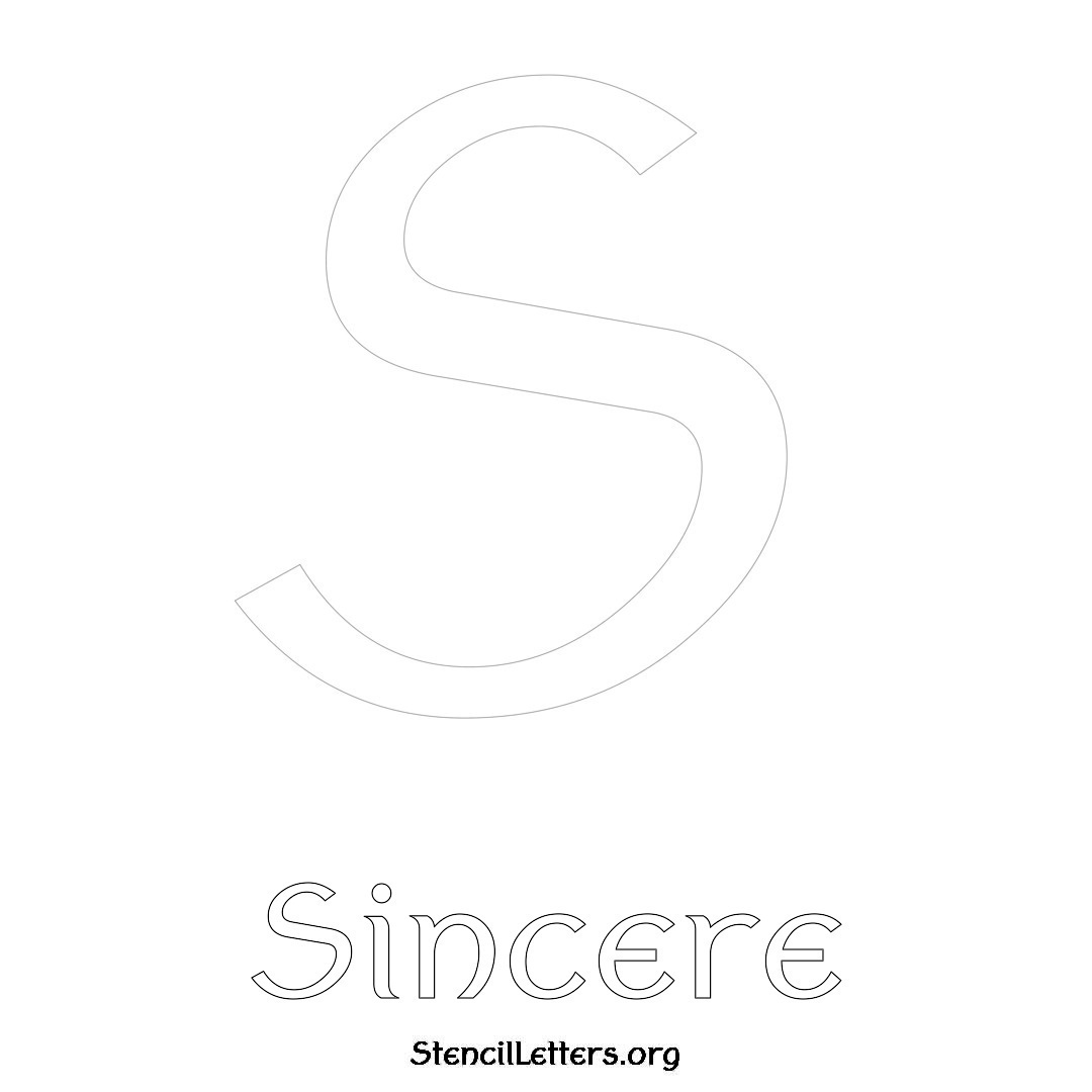 Sincere printable name initial stencil in Ancient Lettering