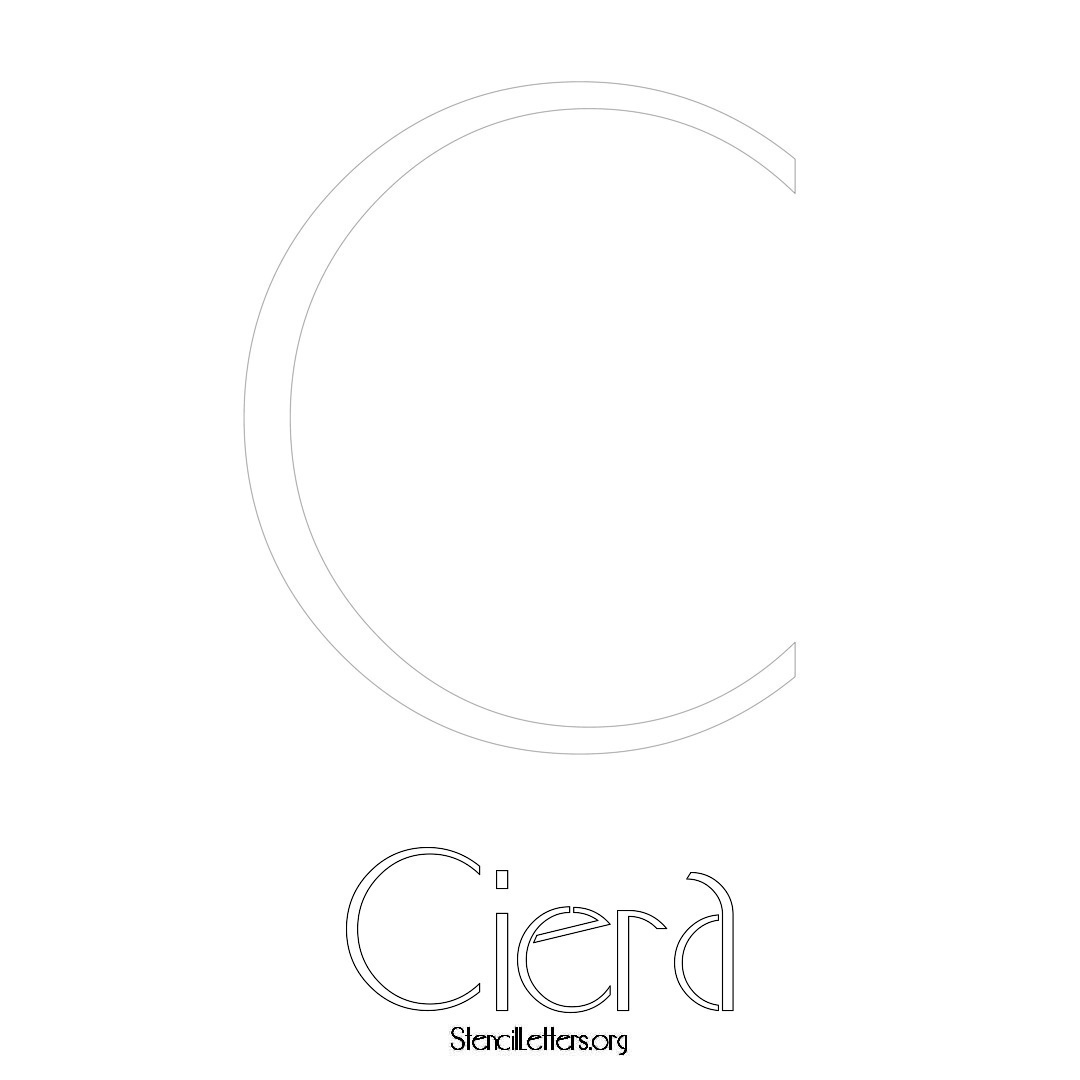 Ciera printable name initial stencil in Art Deco Lettering