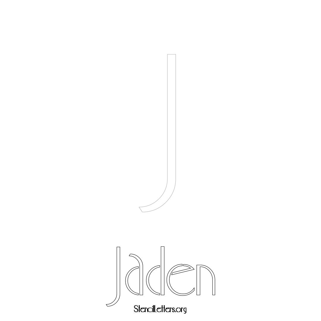 Jaden printable name initial stencil in Art Deco Lettering