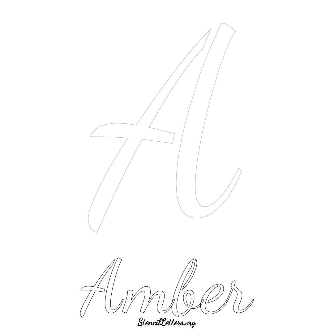 Amber printable name initial stencil in Cursive Script Lettering