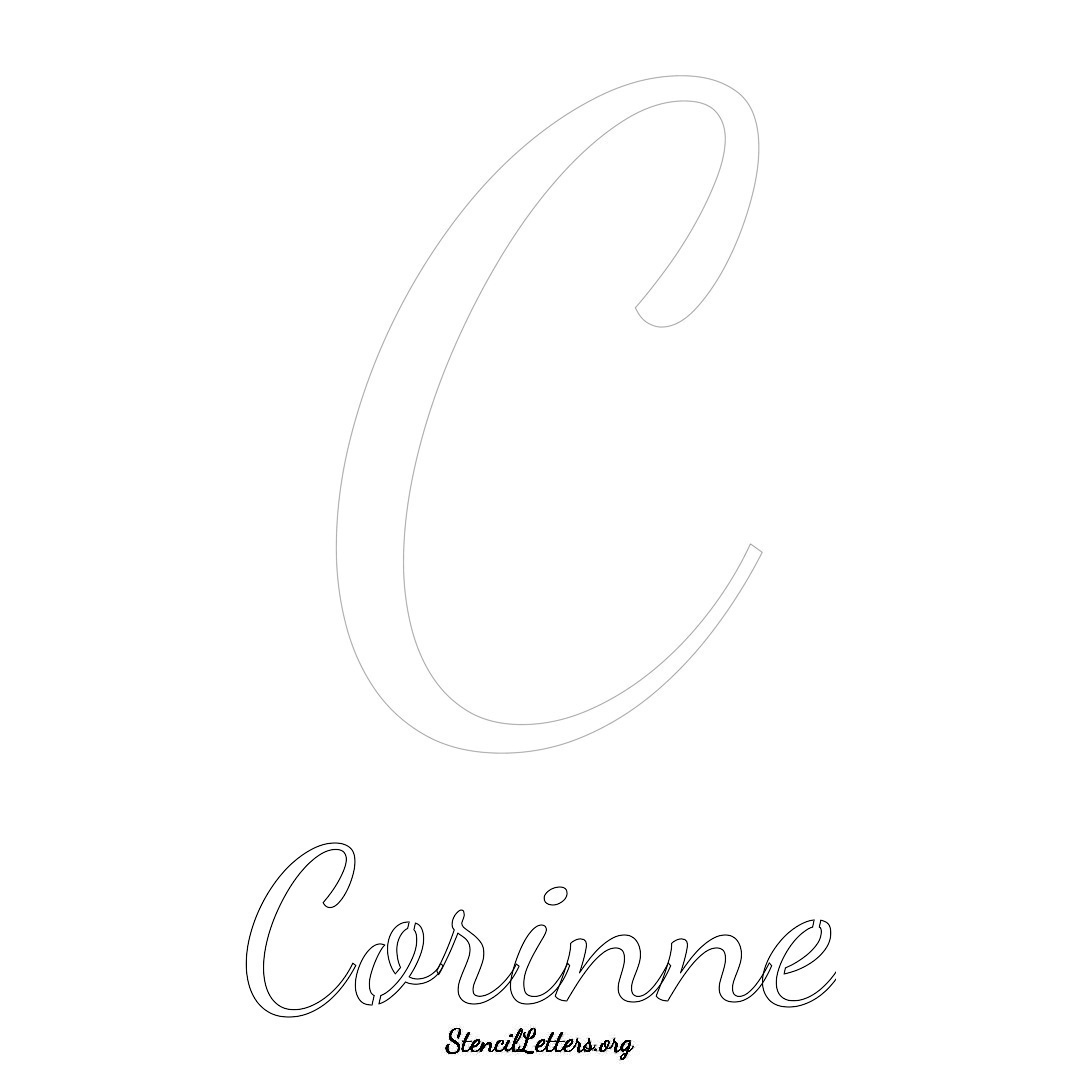 Corinne printable name initial stencil in Cursive Script Lettering