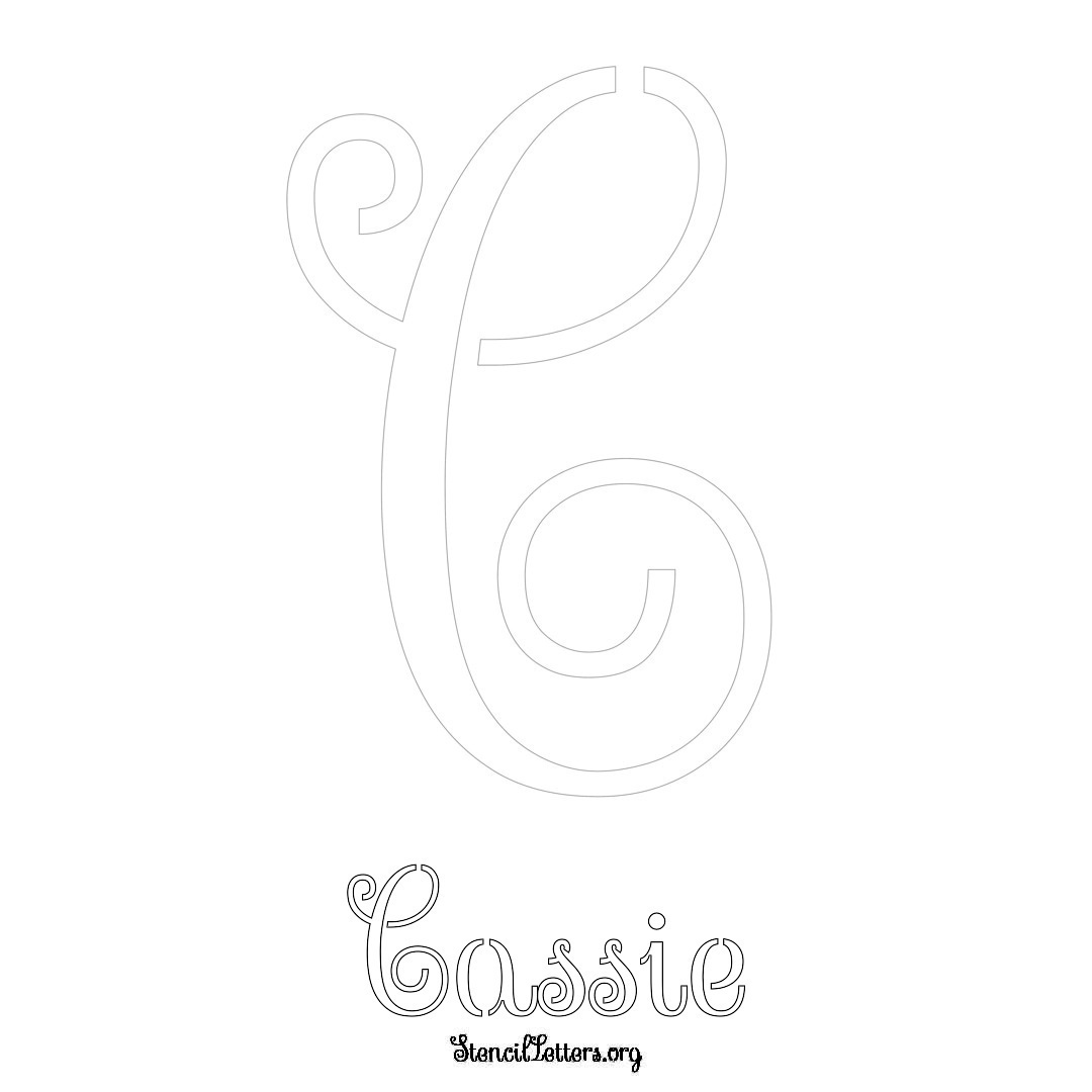 Cassie printable name initial stencil in Ornamental Cursive Lettering