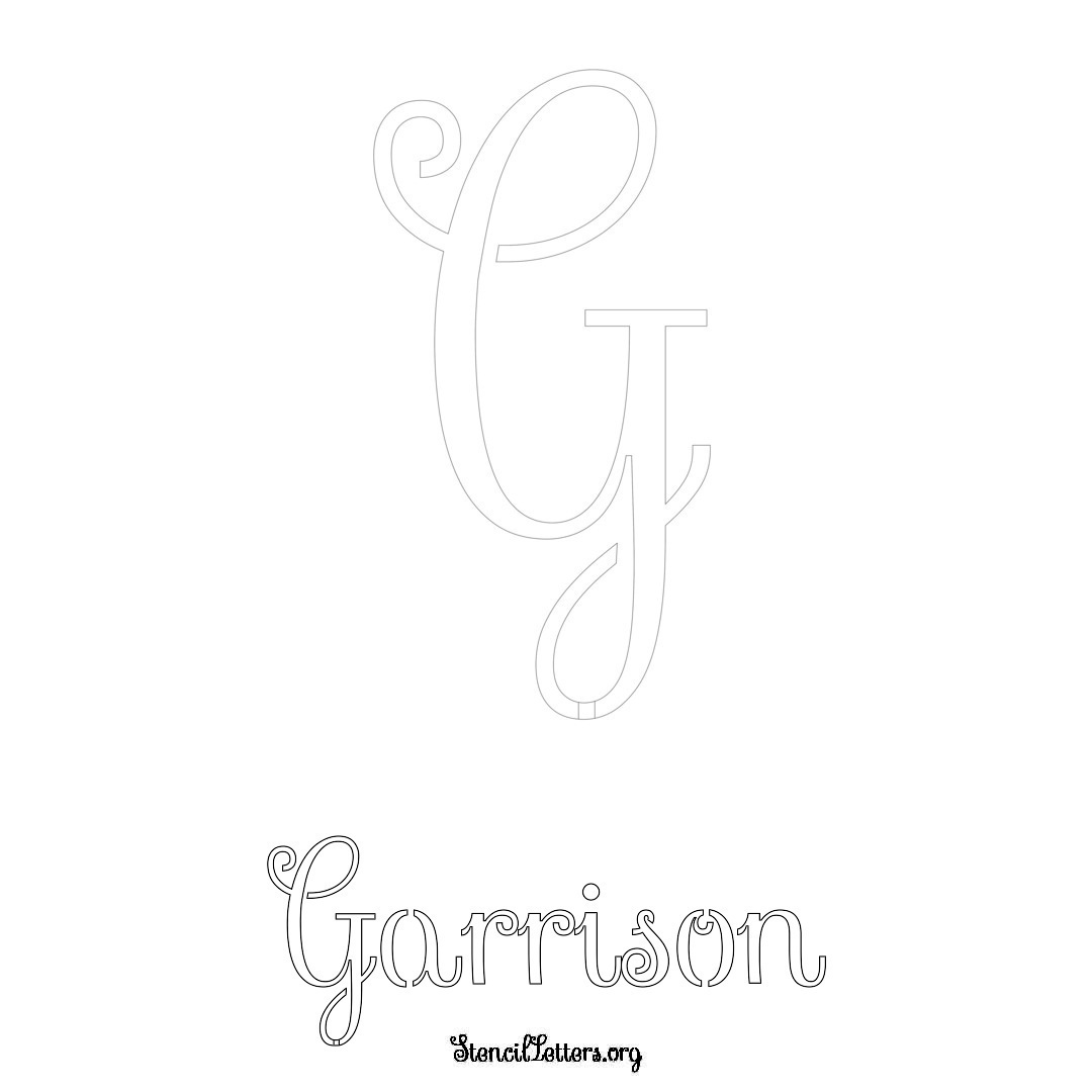 Garrison printable name initial stencil in Ornamental Cursive Lettering