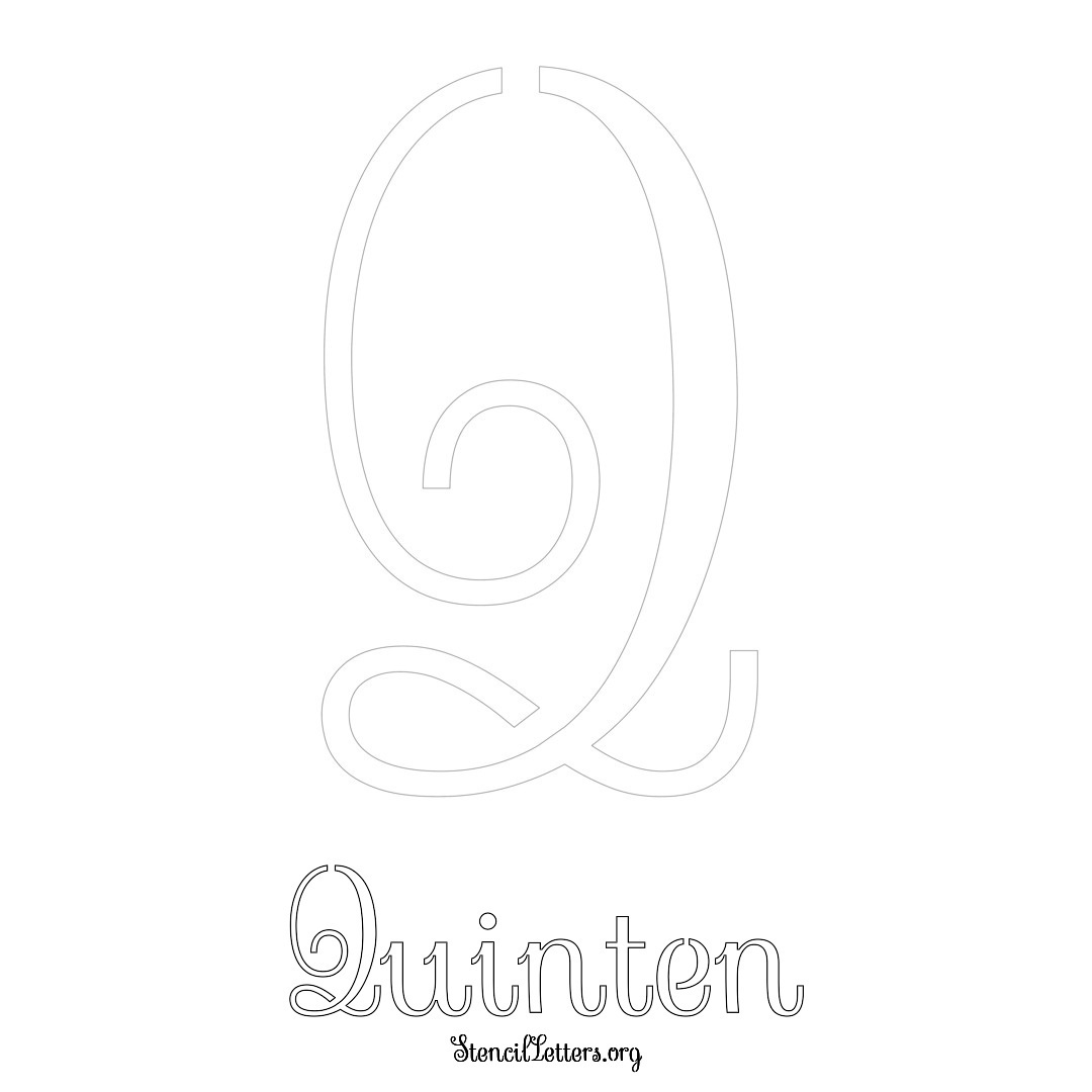 Quinten printable name initial stencil in Ornamental Cursive Lettering