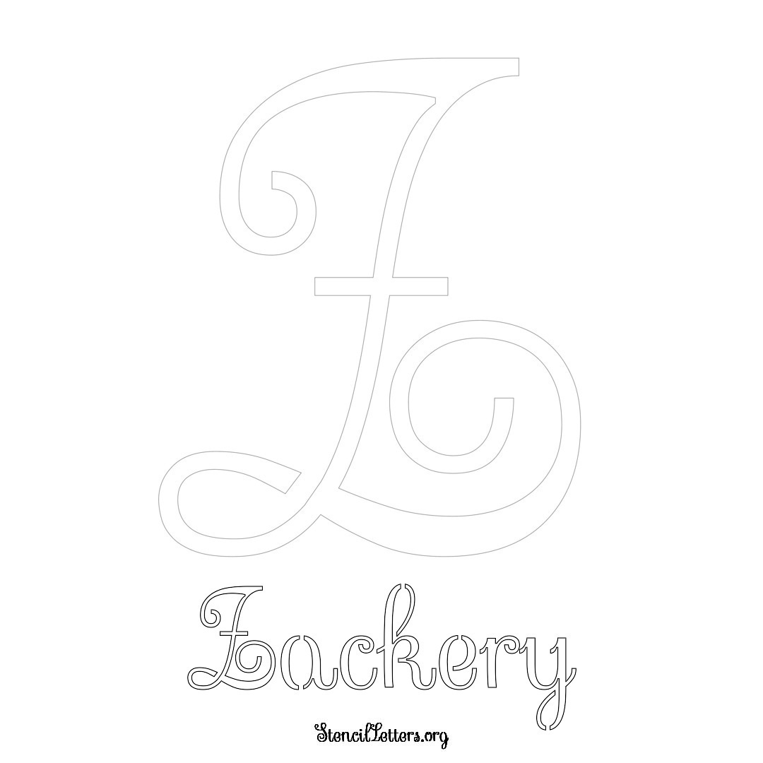 Zackery printable name initial stencil in Ornamental Cursive Lettering