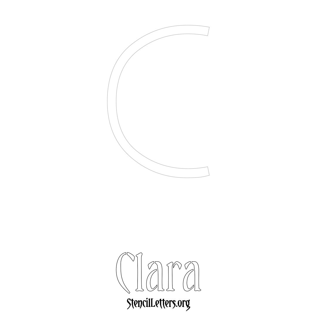 Clara printable name initial stencil in Simple Elegant Lettering