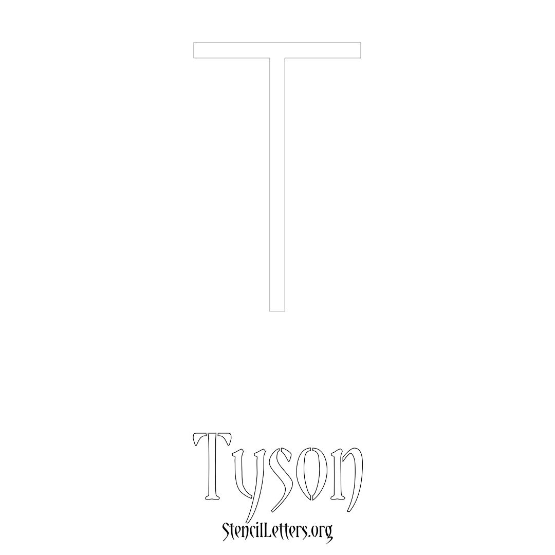 Tyson printable name initial stencil in Simple Elegant Lettering