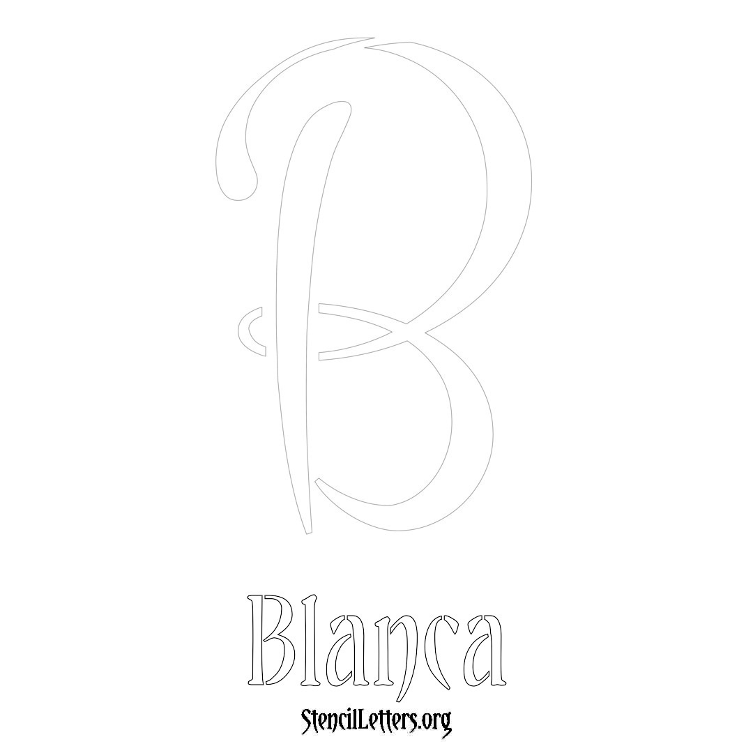 Blanca printable name initial stencil in Vintage Brush Lettering