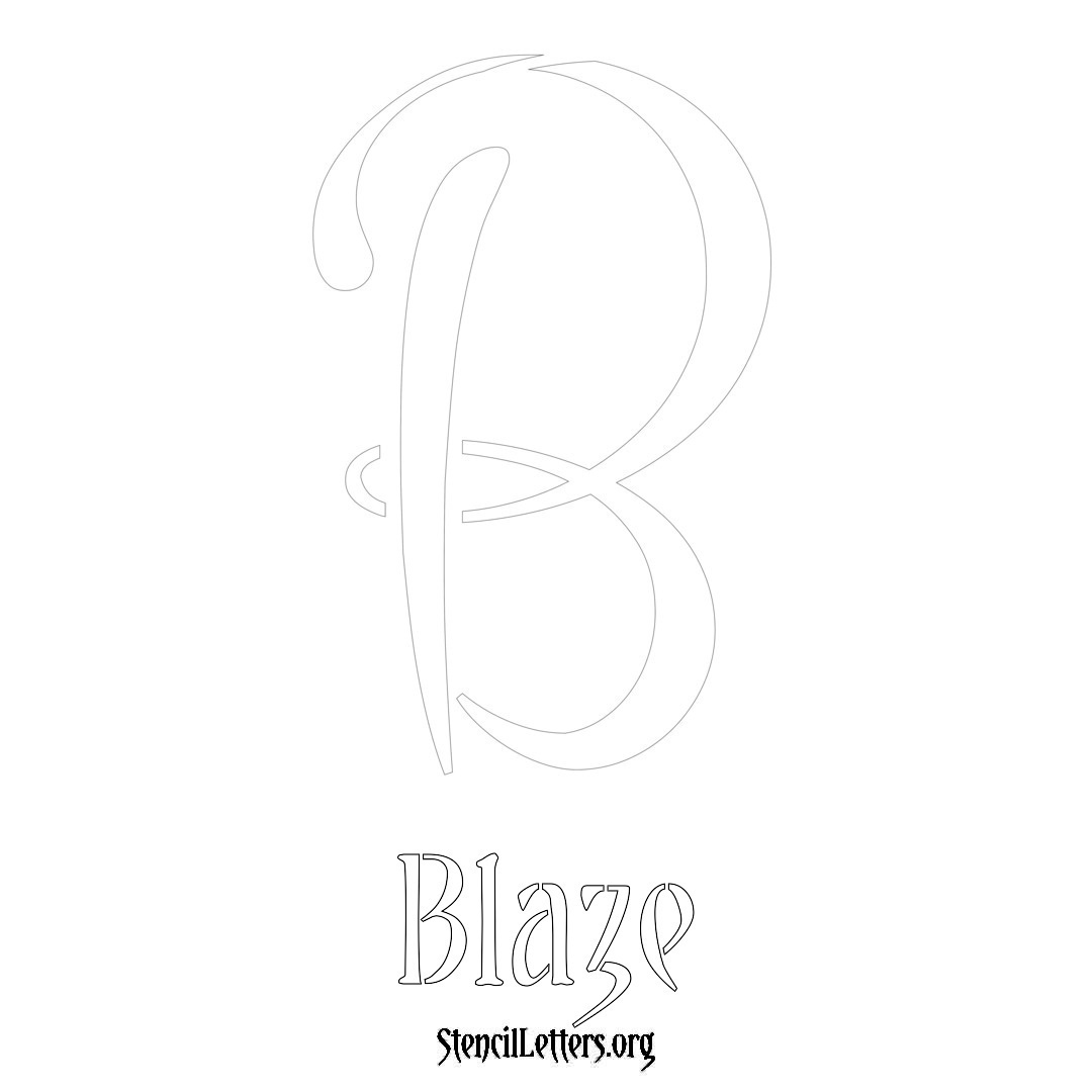 Blaze printable name initial stencil in Vintage Brush Lettering