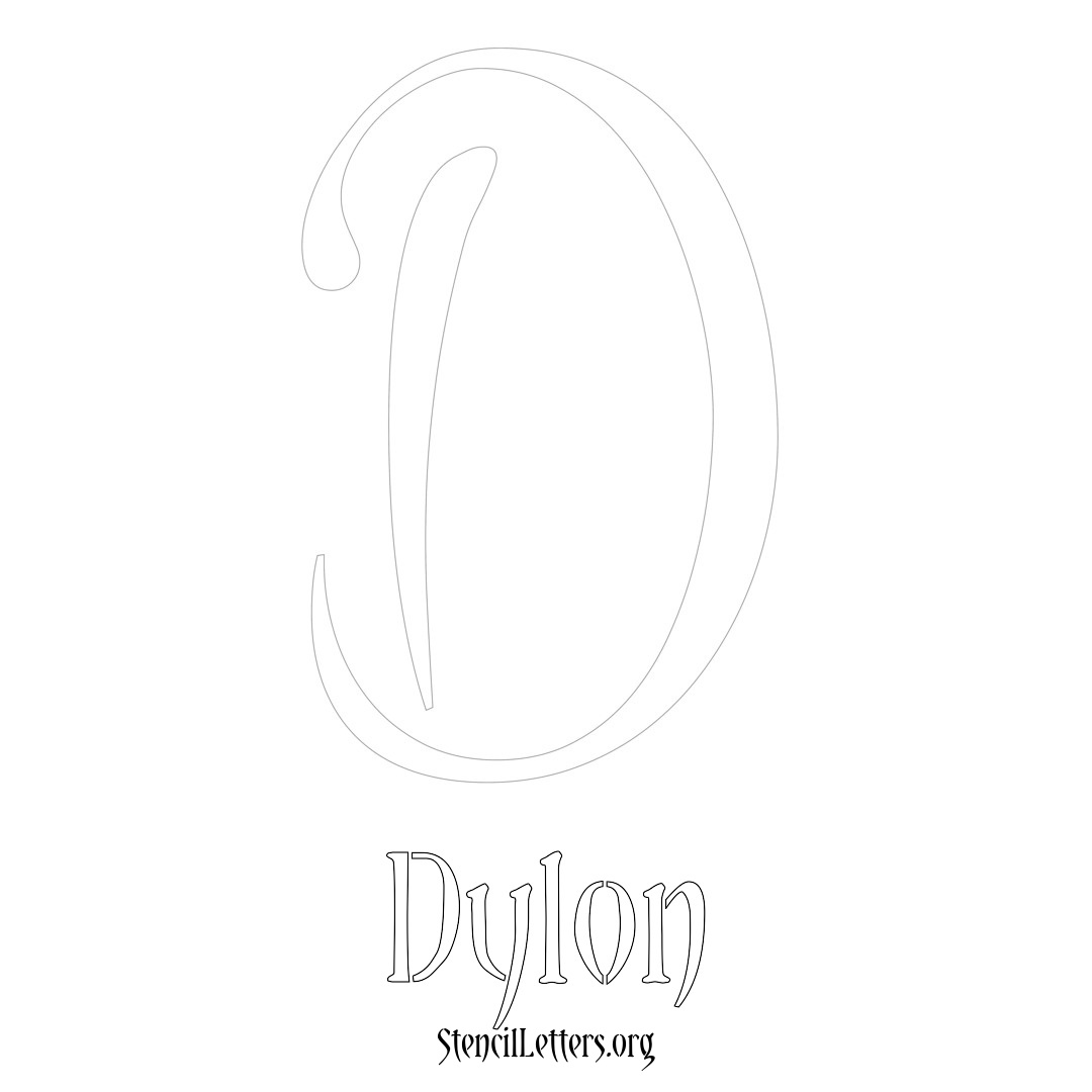 Dylon printable name initial stencil in Vintage Brush Lettering