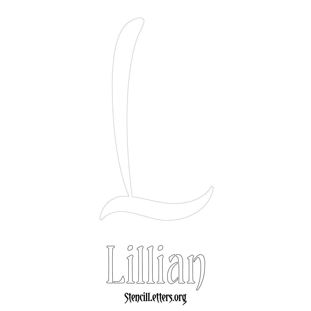 Lillian printable name initial stencil in Vintage Brush Lettering