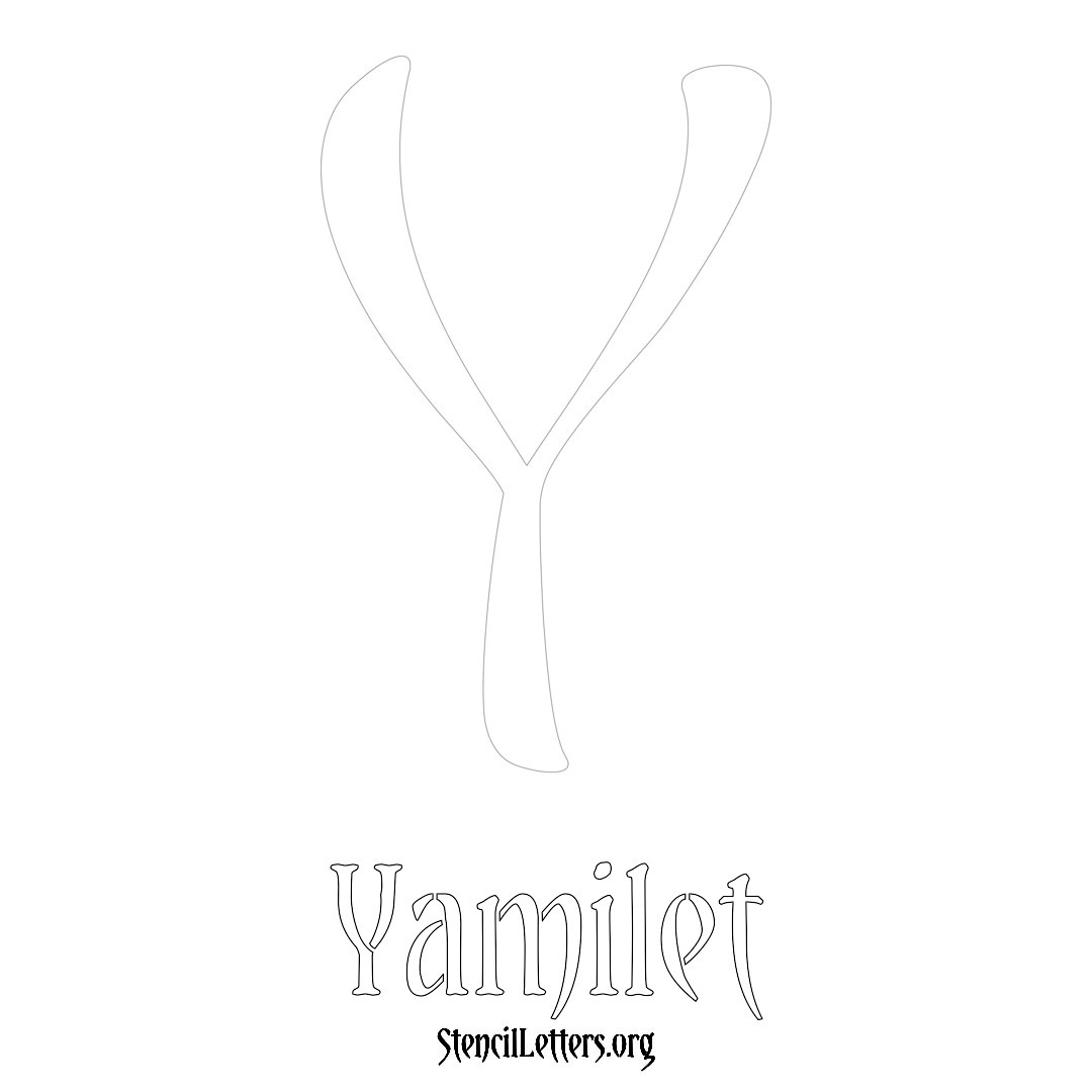 Yamilet printable name initial stencil in Vintage Brush Lettering