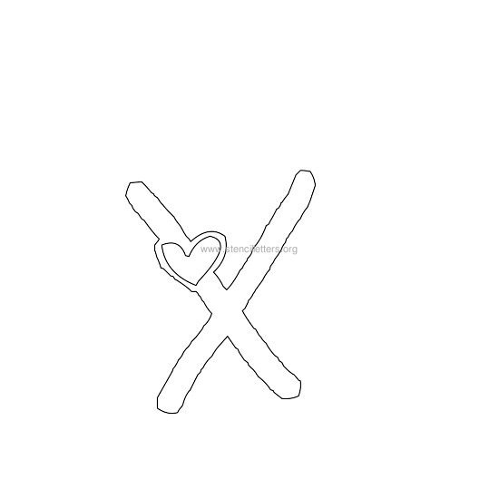 heart design stencil letter x heart design stencil letter x