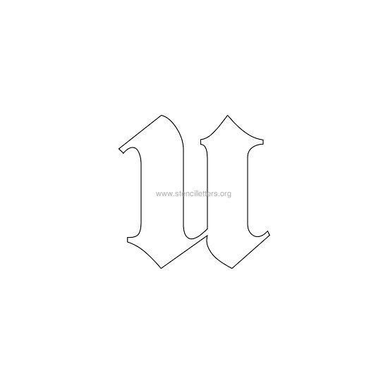 lowercase old-english wall stencil letter u lowercase old-english wall stencil letter u